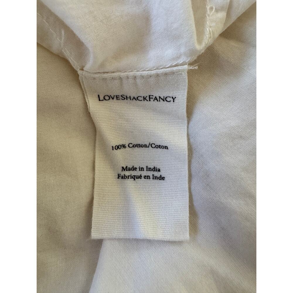 LoveShackFancy Rebecca 100% Cotton White Lace Embroidered Tiered Midi Dress - Picture 13 of 14